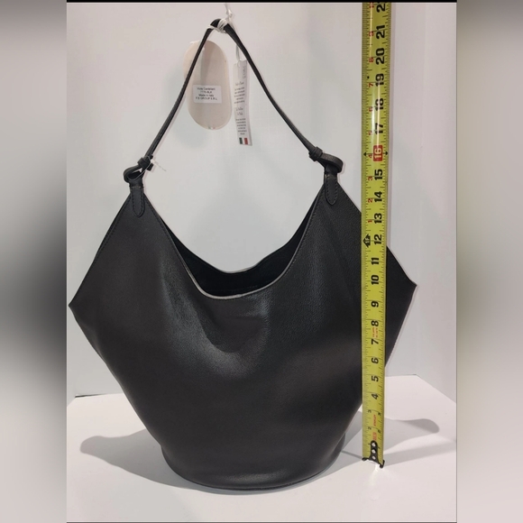 NWT! Viola Castellani Genuine Leather, Hobo Bucket Bag Made in Italy, Black - Picture 5 of 10